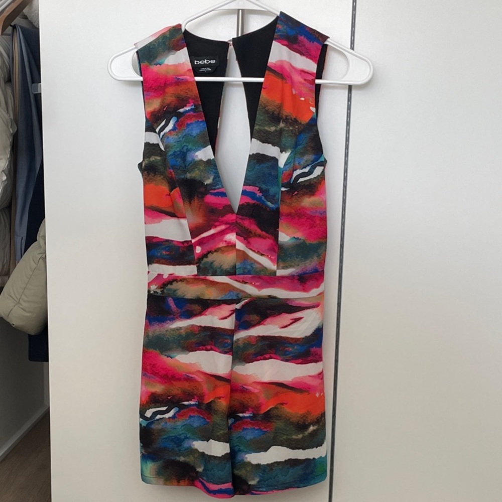 Bebe Colorful V-Neck Dress